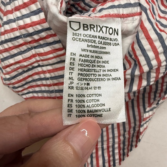 Brixton Red White Blue Pinstriped Seersucker Shortsleeved Zip Up Romper XS - Picture 5 of 8